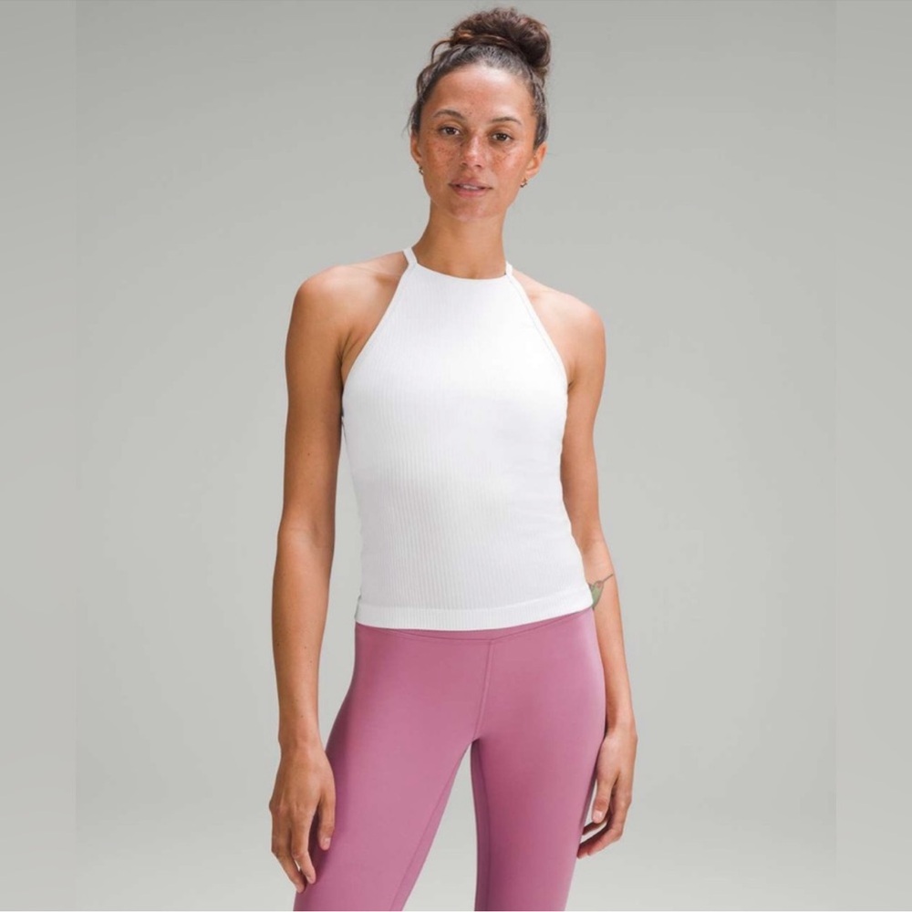 lululemon athletica White Ribbed Halter Tank Top